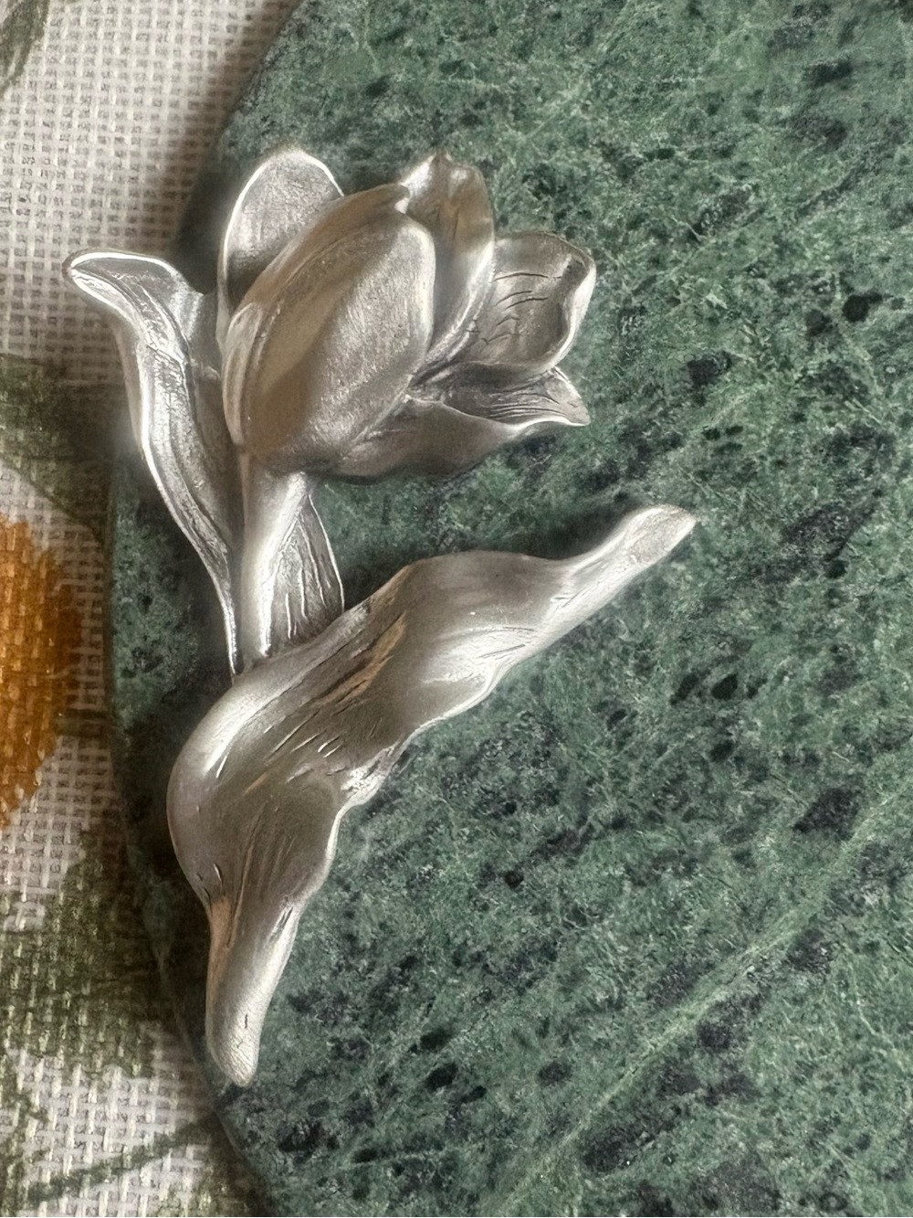 Seagull Pewter Calla Lily Marble Trivet & Butter Spreader Gift Set NIB - Picture 10 of 10